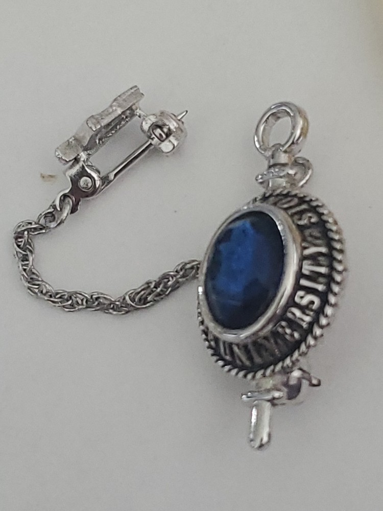 Illinois State University Silver Blue Stone Lapel Collar Pin 08