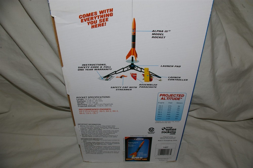 Estes Alpha III Model Rocket Launch Set Kit NEW