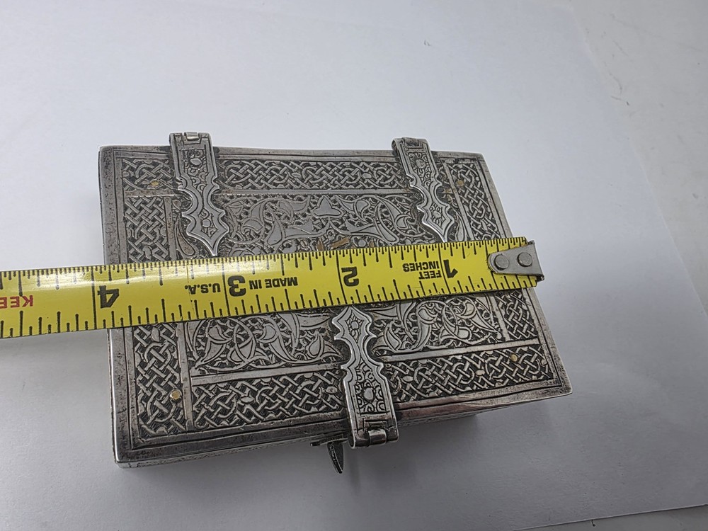 A Syrian parcel gilt and silver Koranic box