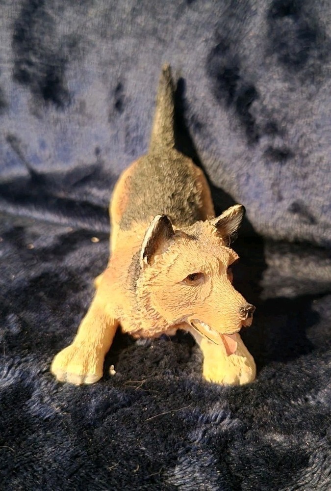 Vintage Playing German Shepherd Resin Figurine