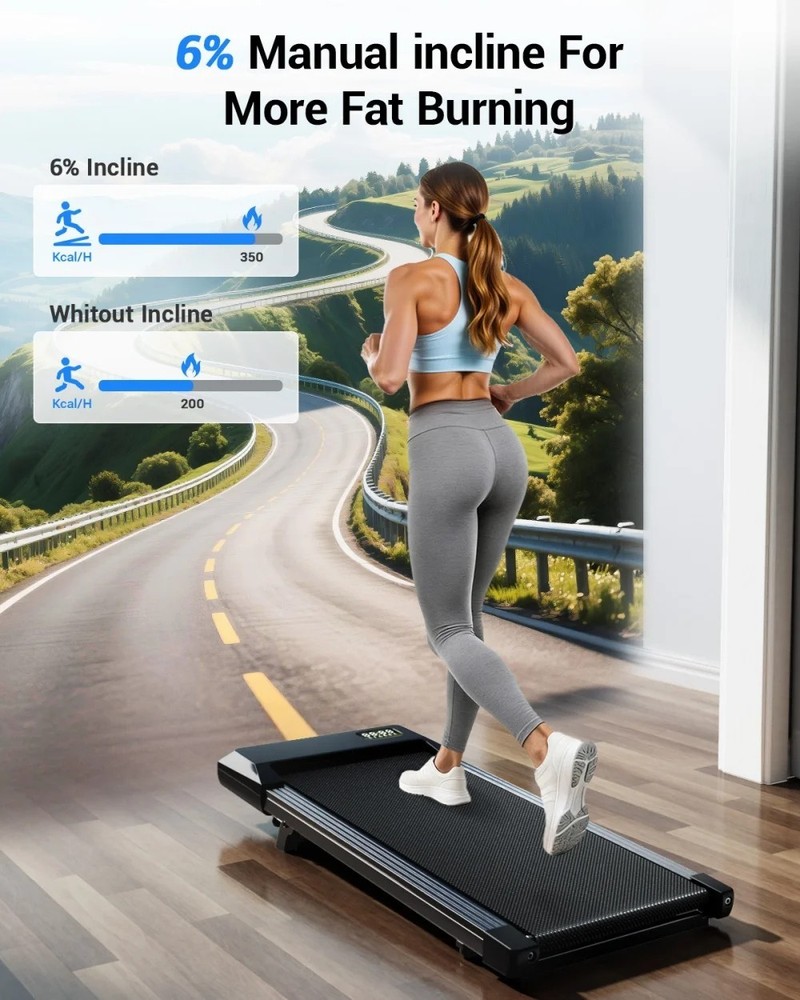 Foldable Under Desk Treadmill 2.5HP Walking Pad 300LBS LED Remote Quiet