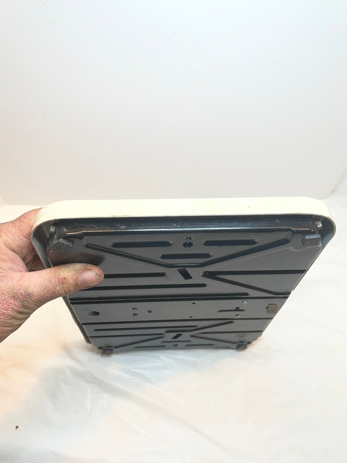 Vintage Sunbeam Bathroom Floor Scale Rattan Woven Pattern Mechanical 260 lbs