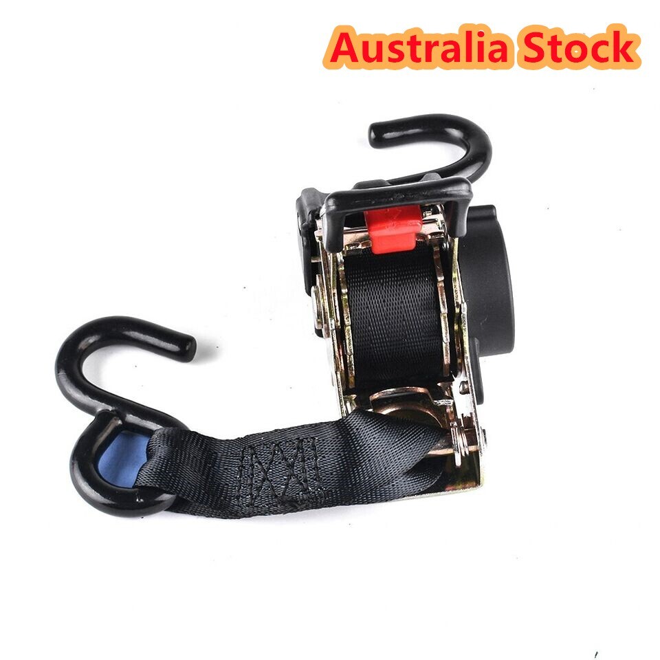 1PCS Quick Release Automatic Retractable Ratchet Tie Down Strap With S hooks