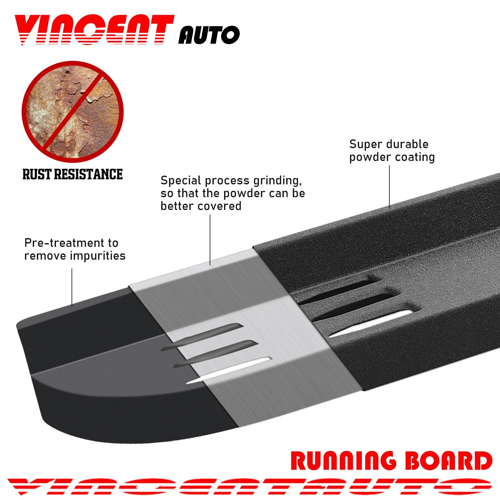 7" Black Raptor Bar Fit 15-24 FORD F-150 Super Crew Cab Side Step Running Board