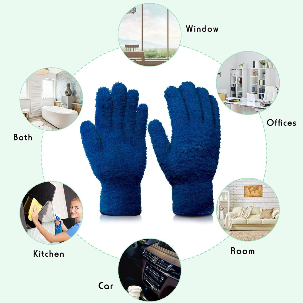 4 Pairs Microfiber Auto Dusting Cleaning Gloves Washable Cleaning