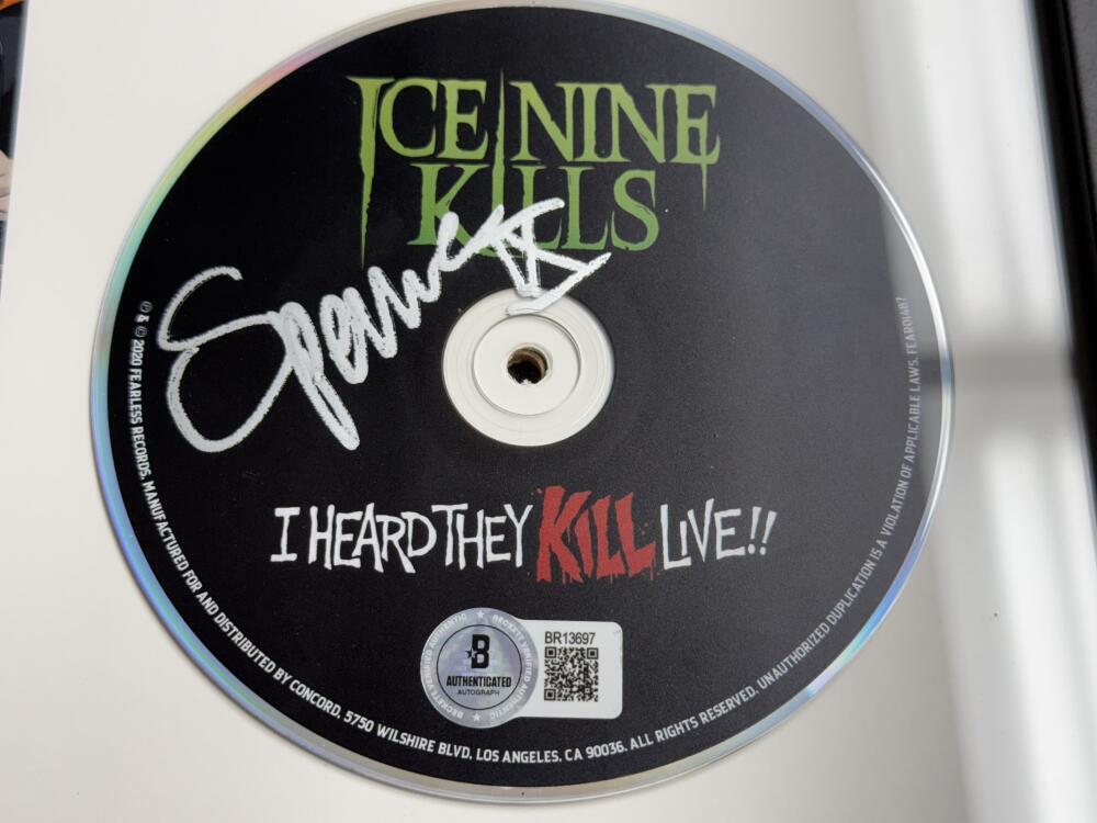 SPENCER CHARNAS SIGNED ICE NINE KILLS FRAMED CD THEY KILL LIVE AUTOGRAPH BAS K97