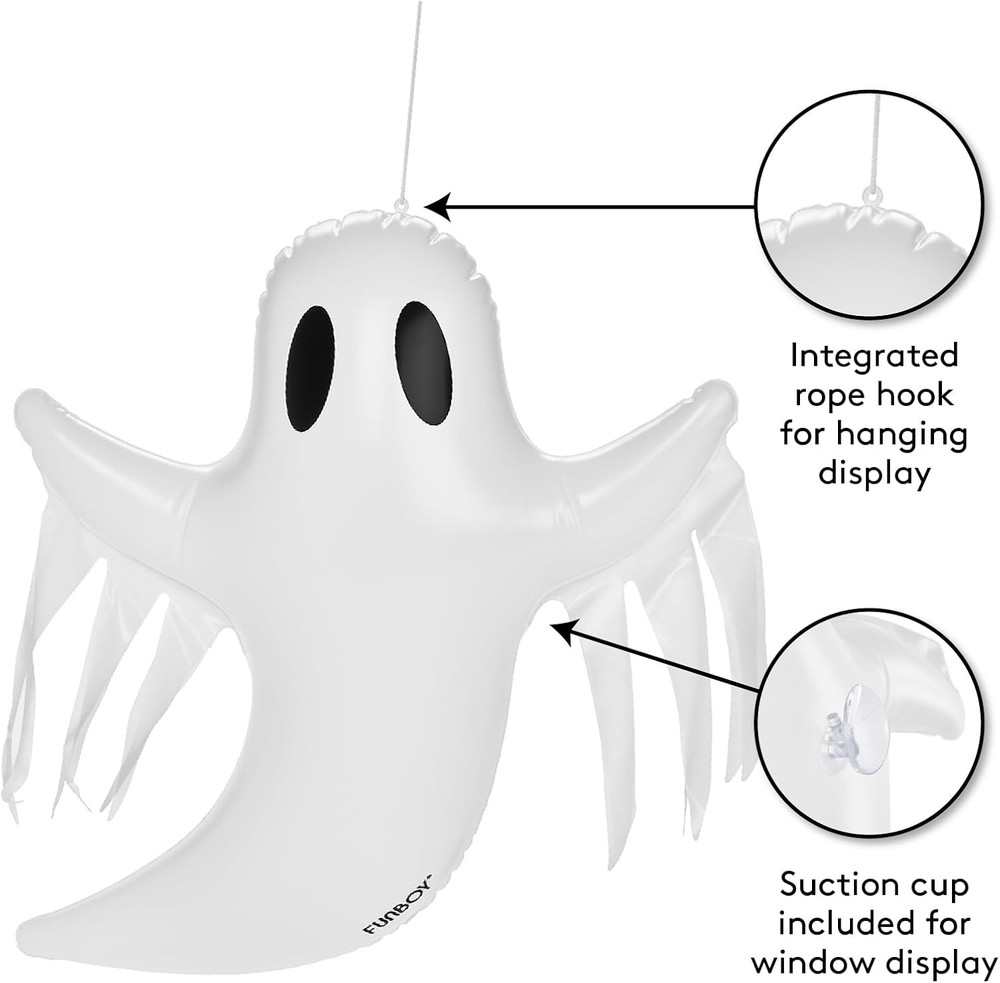 Hanging Ghost Halloween Décor (3 Pack) – Includes Suction Cups & Hangers
