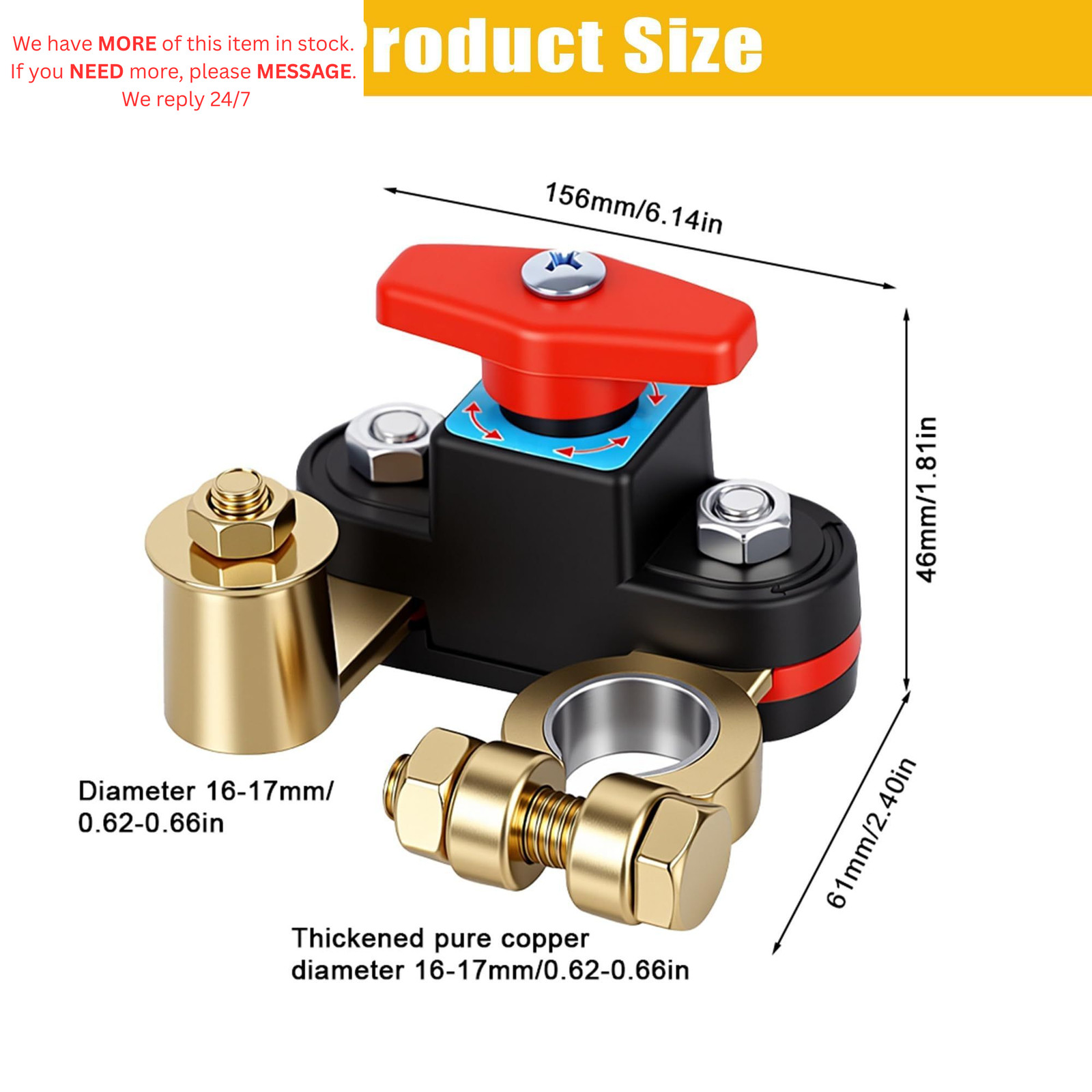 Car Battery Shut-Off Switch, Disconnect Switch with Knob Control,...