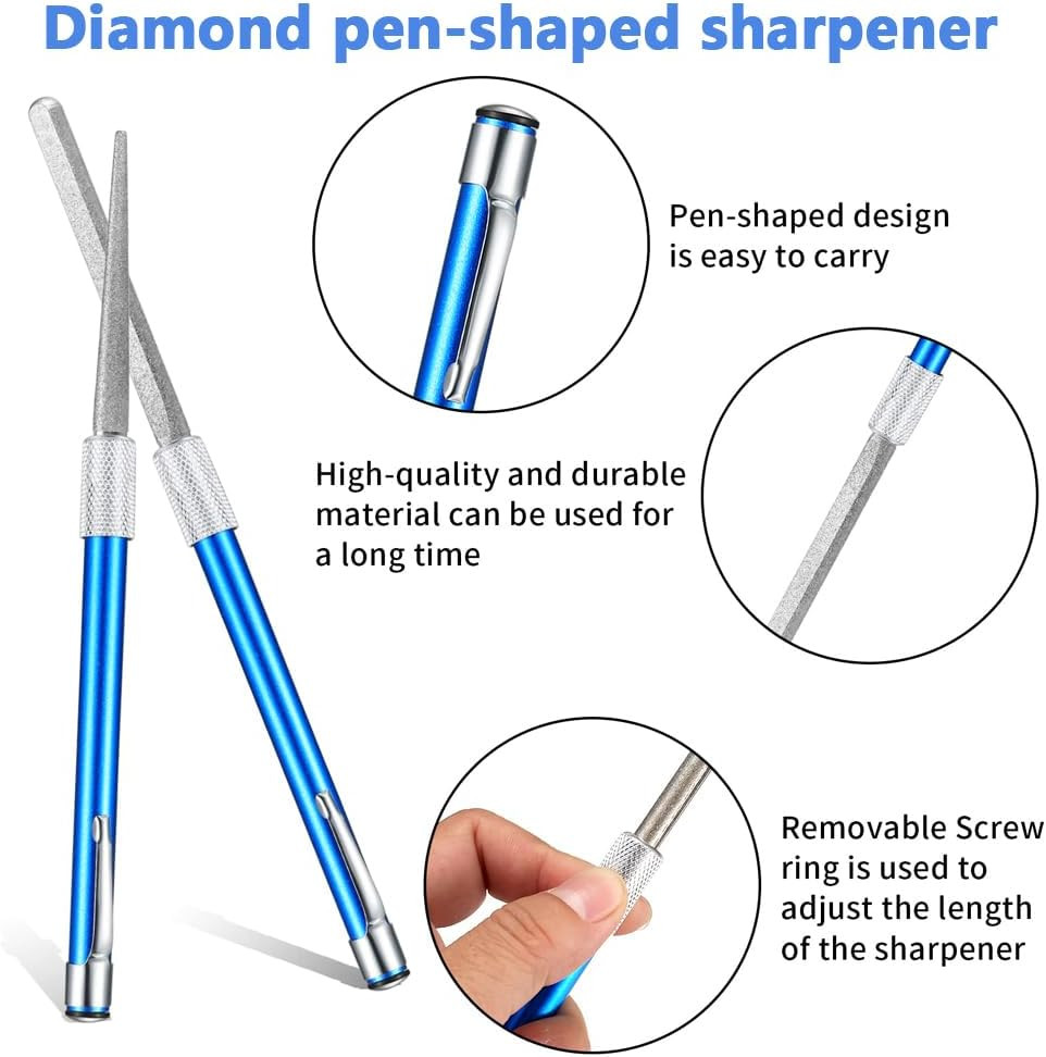 2Pcs Serrated Knife Sharpener, Retractable Diamond Sharpening Rod Multifunctiona