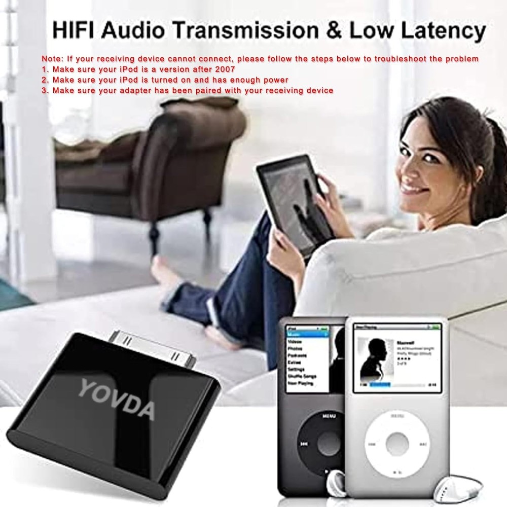 Bluetooth Transmitter for iPod, Bluetooth Adapter for Old iPod Classic Compat...