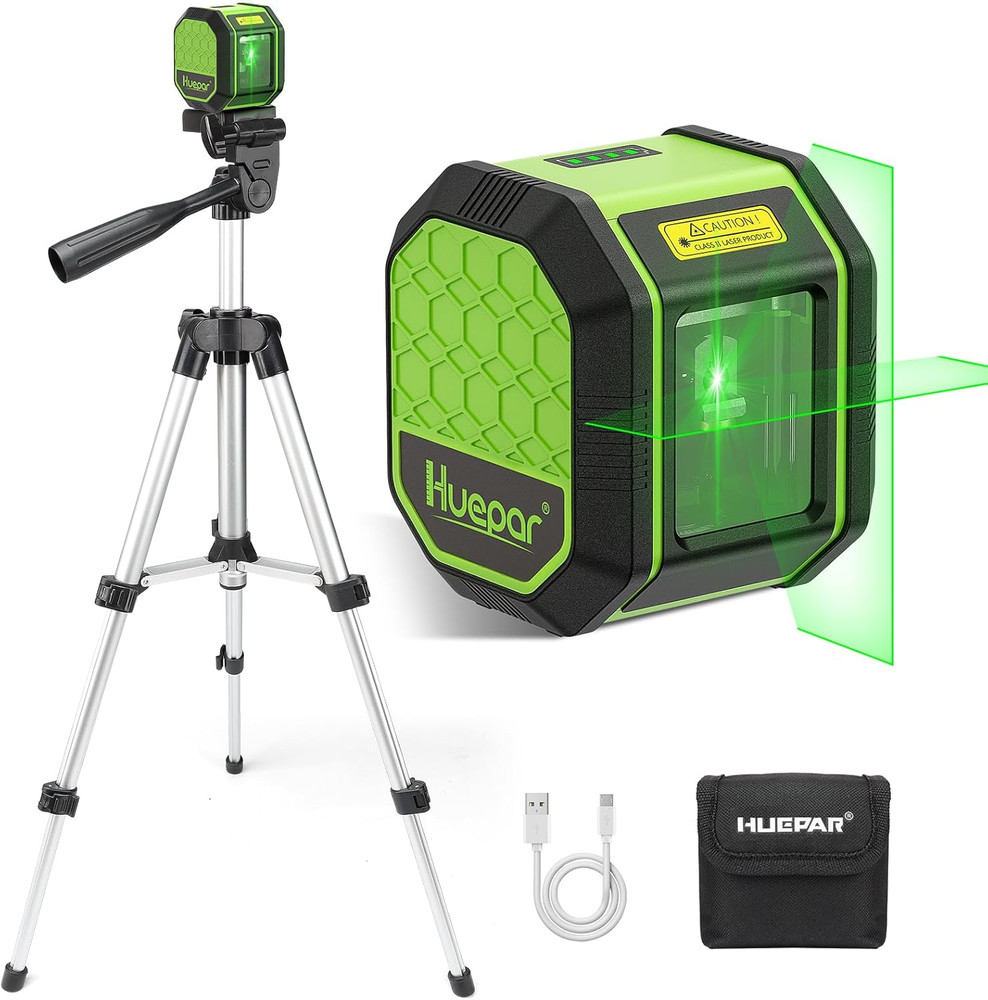 Laser Level with Tripod, 100Ft Self Leveling Laser Level Rechargeable Green ...