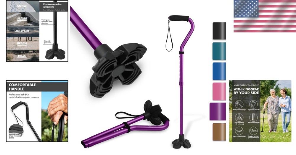 F1 Lightweight Folding Walking Stick - Adjustable Cane for Enhanced Mobility