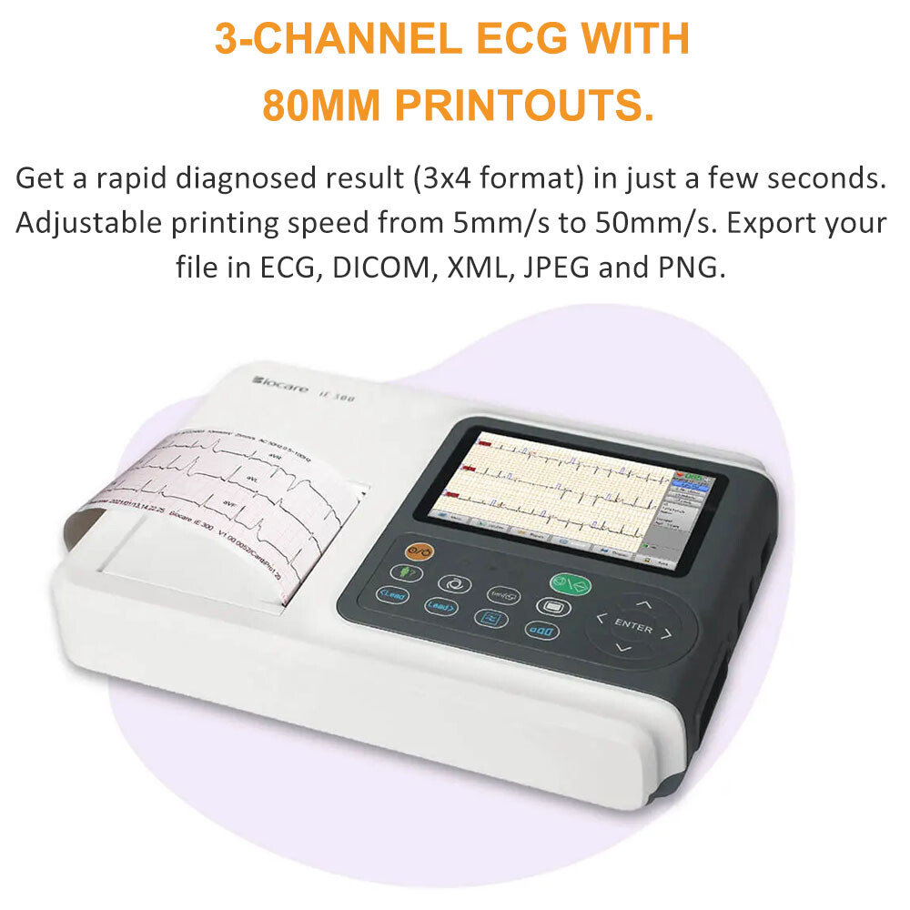Biocare iE300 12 lead ECG Machine rapid diagnosis and instant ECG tests US