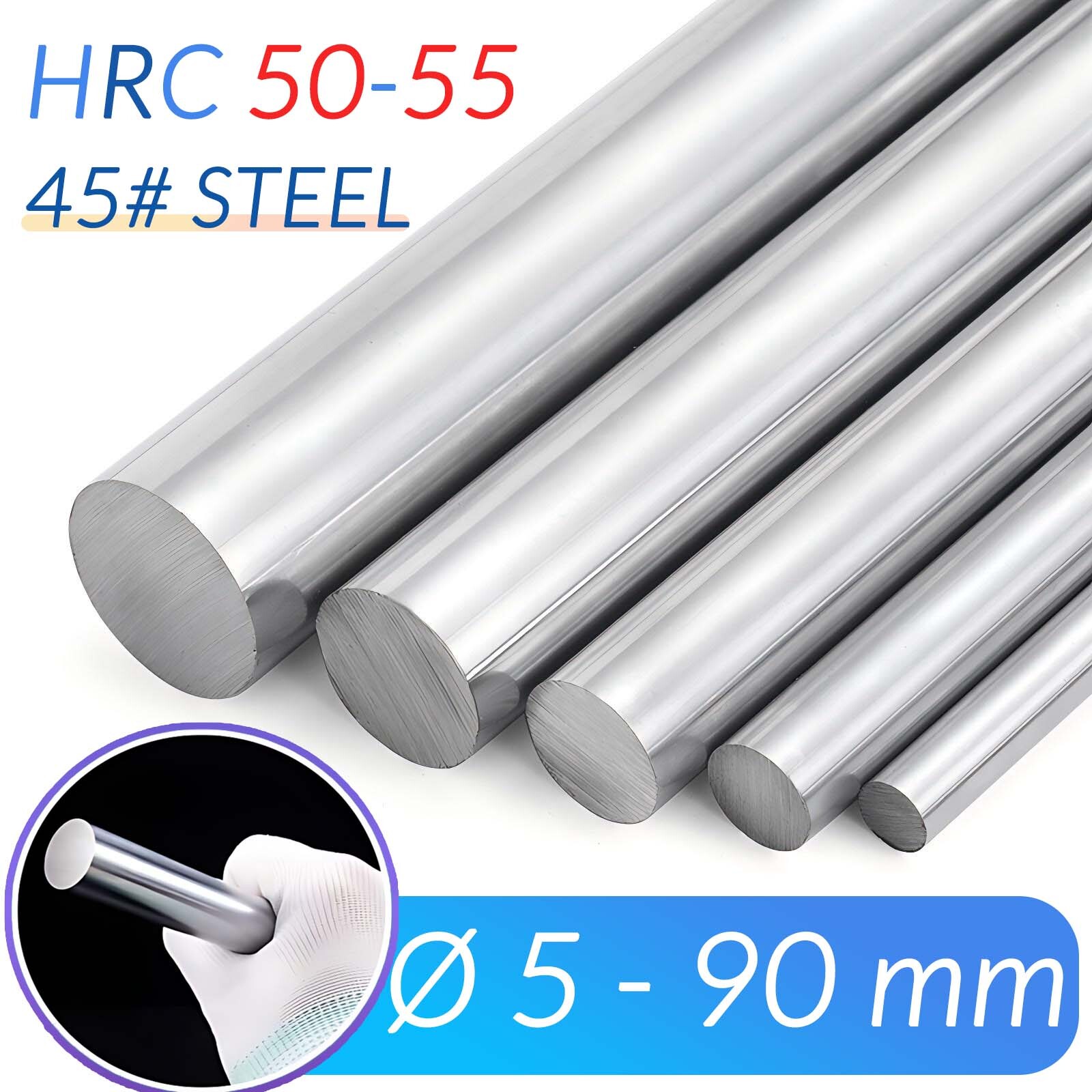 Cylinder Rail Linear Shaft 4mm - 90mm Hardened 45# Steel Smooth Rod Optical Axis