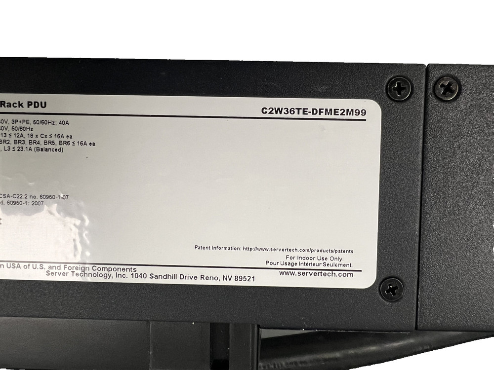 Server Technology Switched Master Pro2 C2W36TE-DFME2M99 PDU