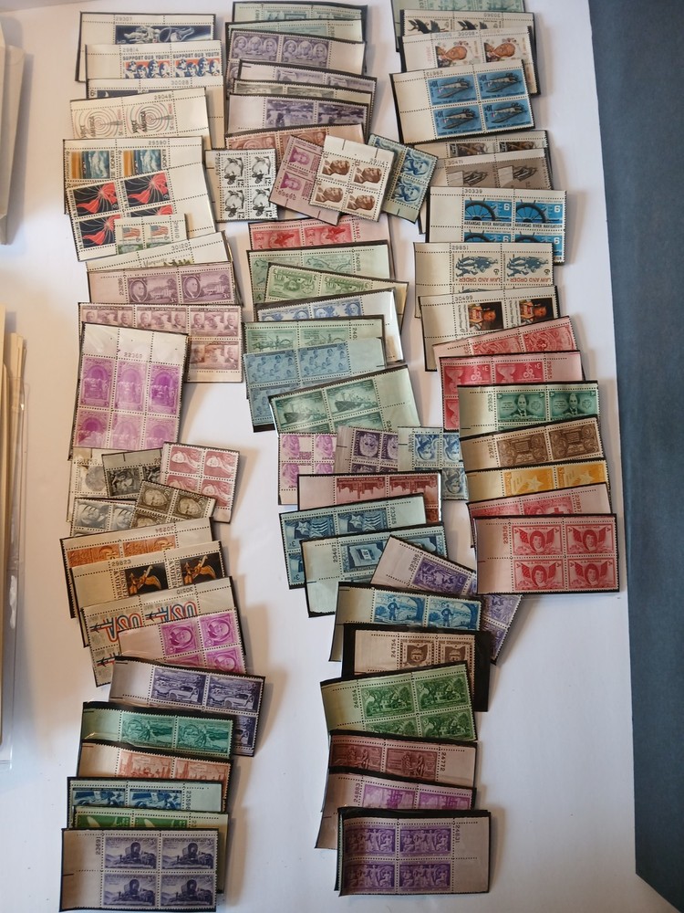 Large Lot Unused Us Postage Stamp Blocks