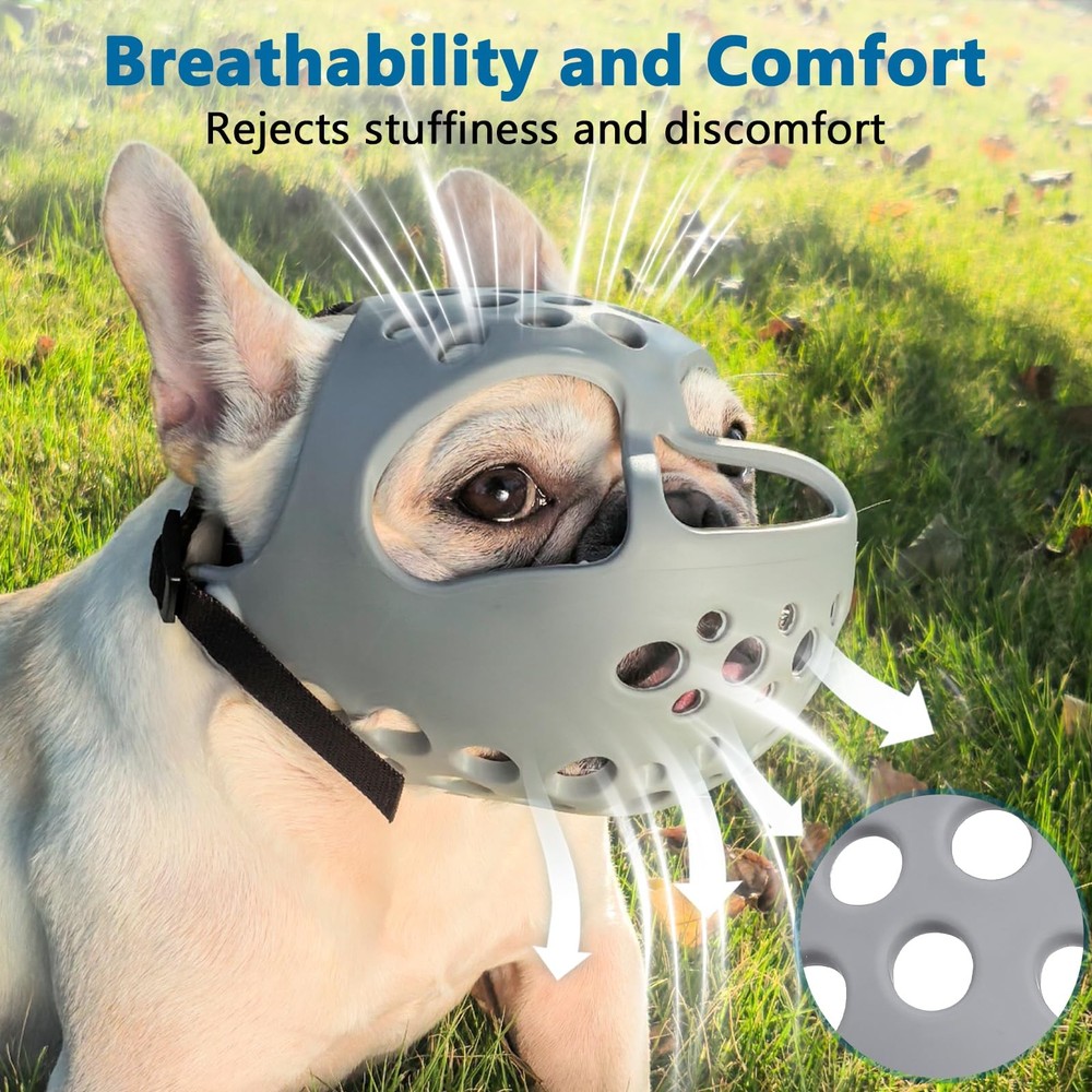 Short Snout Soft Silicone Flat Faced Biting Chewing Licking Dog Muzzle Safe
