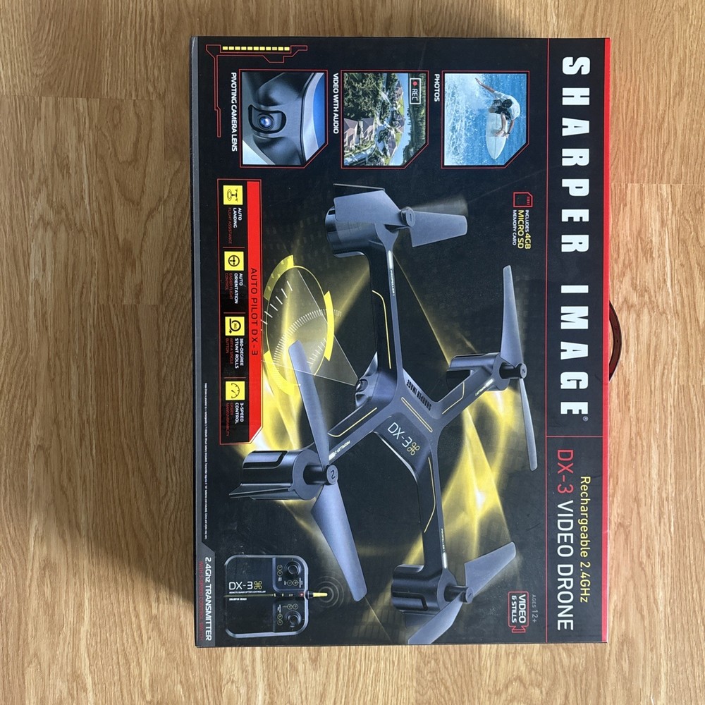 Sharper Image DX-3 Video Drone with Camera, Rechargeable, Opened - Never Used.