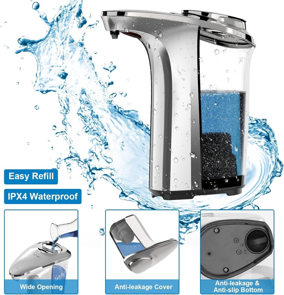 Automatic silver soap dispenser 17oz