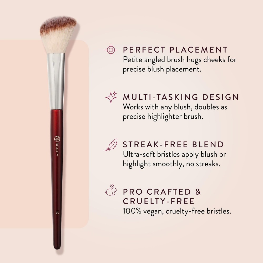 112 SMALL ANGLED FACE BRUSH – Precise Angled Blush Brush for Soft, Natural Bl...