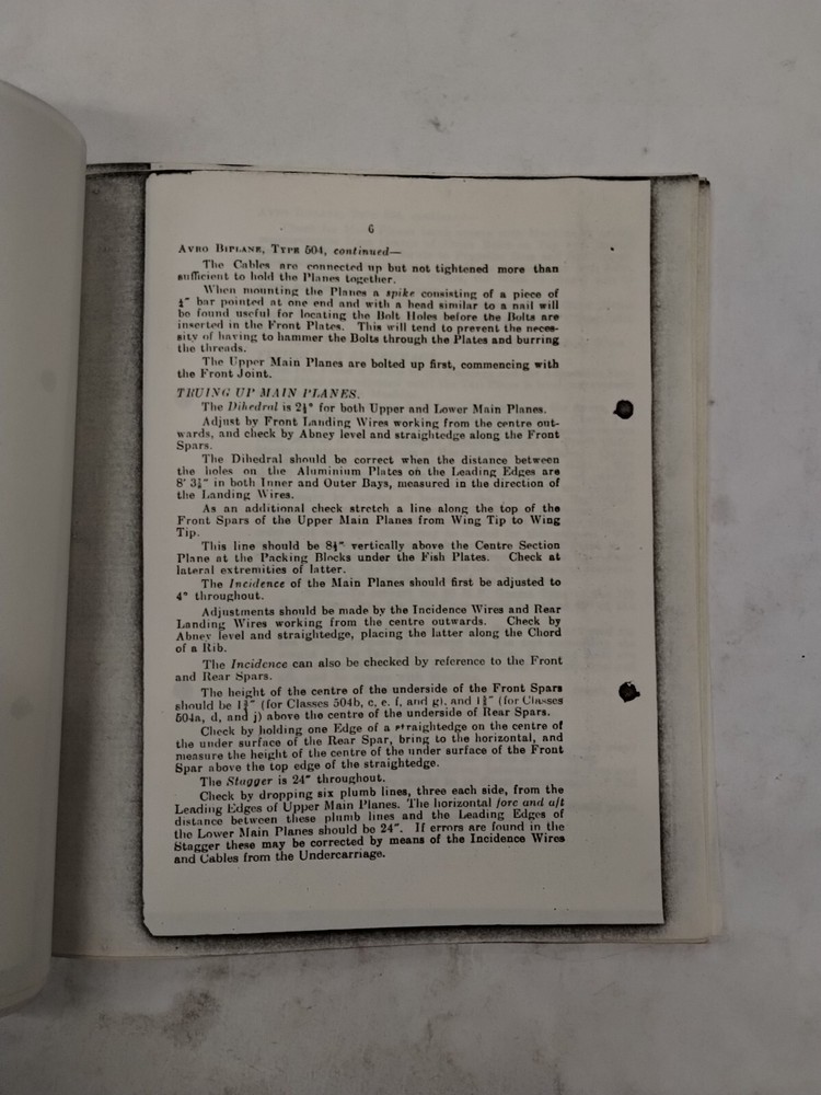Avro Biplane Type 504 Rigging Notes-Copy
