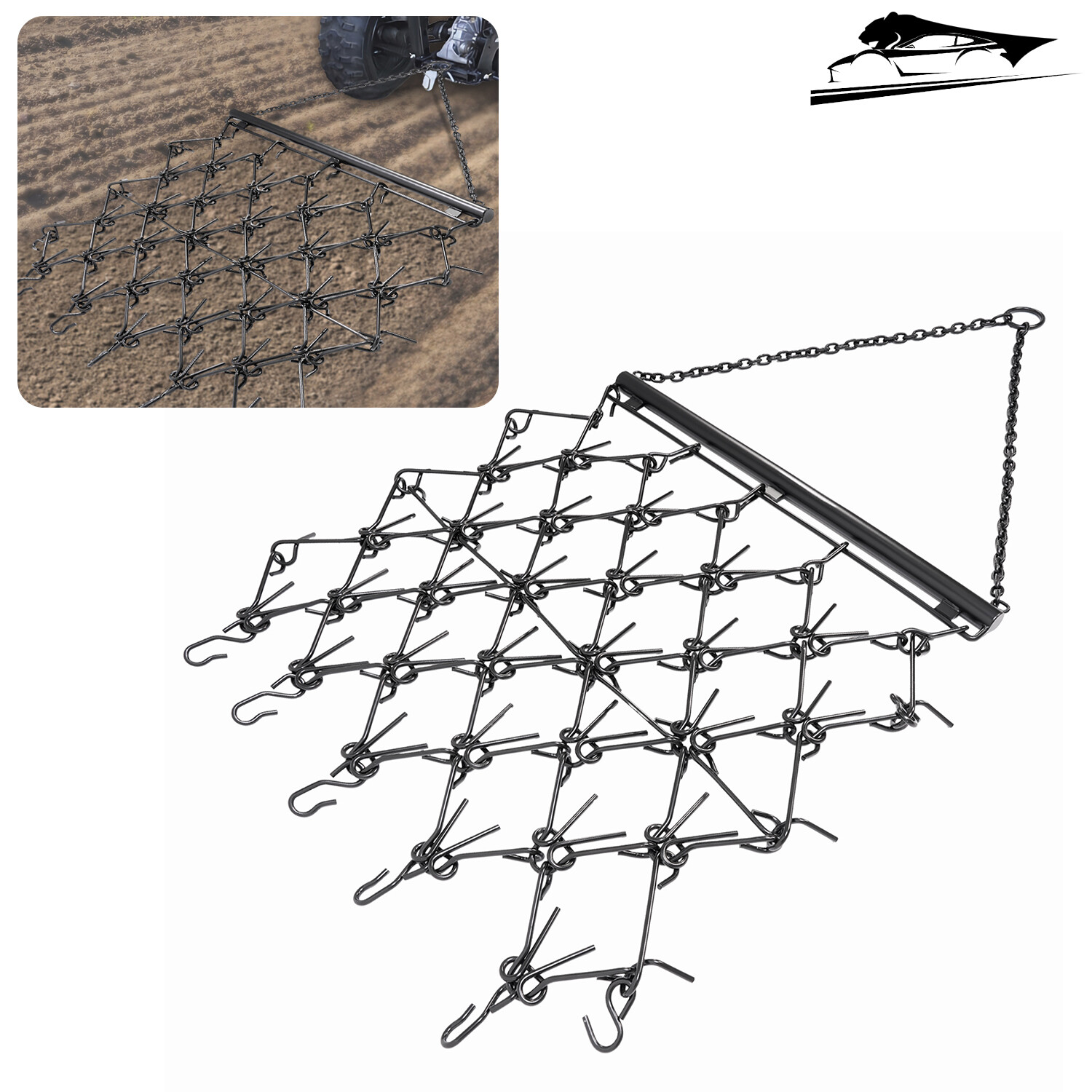 4FT X 4FT Heavy Duty Drag Harrow For ATV UTVs Leveling Grading Powder Coated