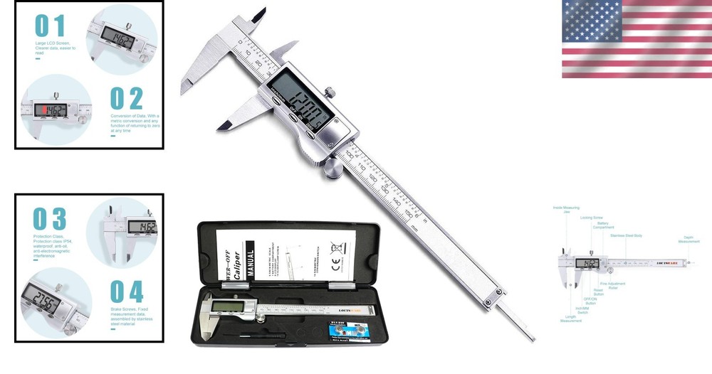 Accurate Micrometer with Large LCD Screen, Auto-Off Feature