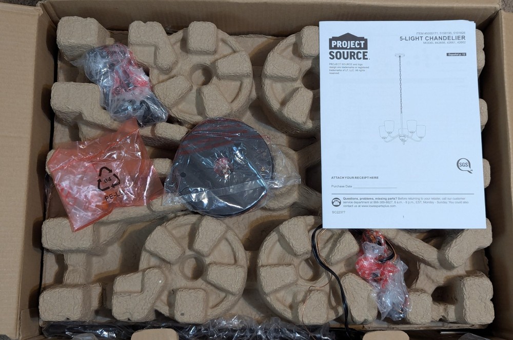 Project Source Traywick 5-Light Matte Black Chandelier