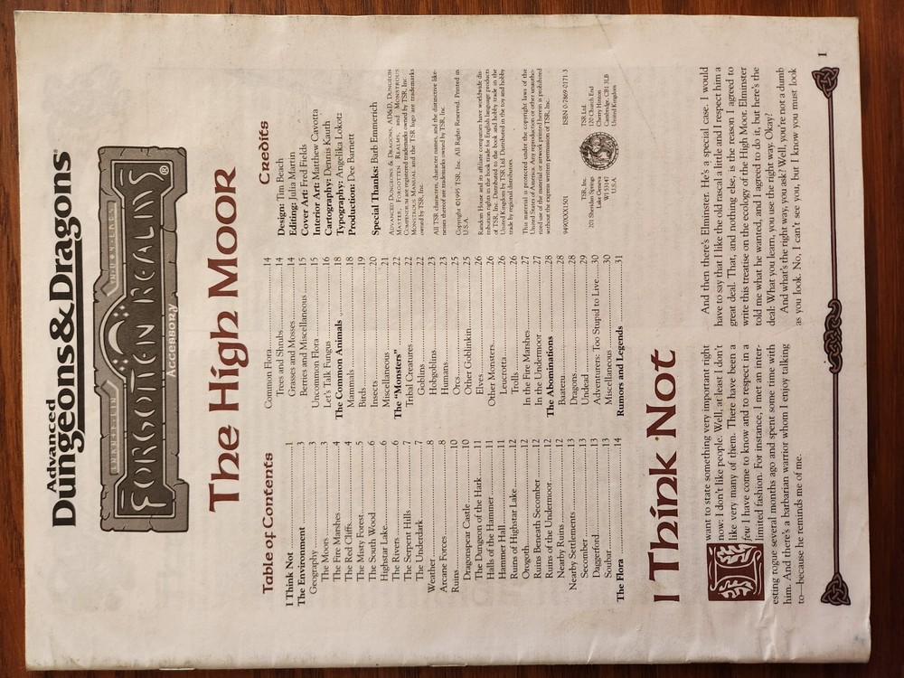 Elminster's Ecologies Appendix II Forgotten Realms D&D TSR Dungeons Dragons