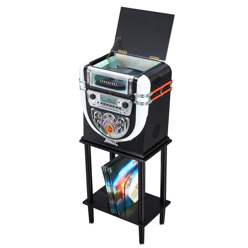 Arkrocket Boston Tabletop Jukebox Record Player Entertainment System w/ Stand