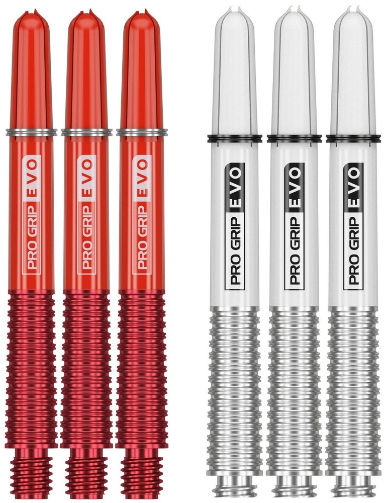 2 Sets Target Pro Grip Evo Medium Dart Shafts – Ships w/ Tracking – Red Silver