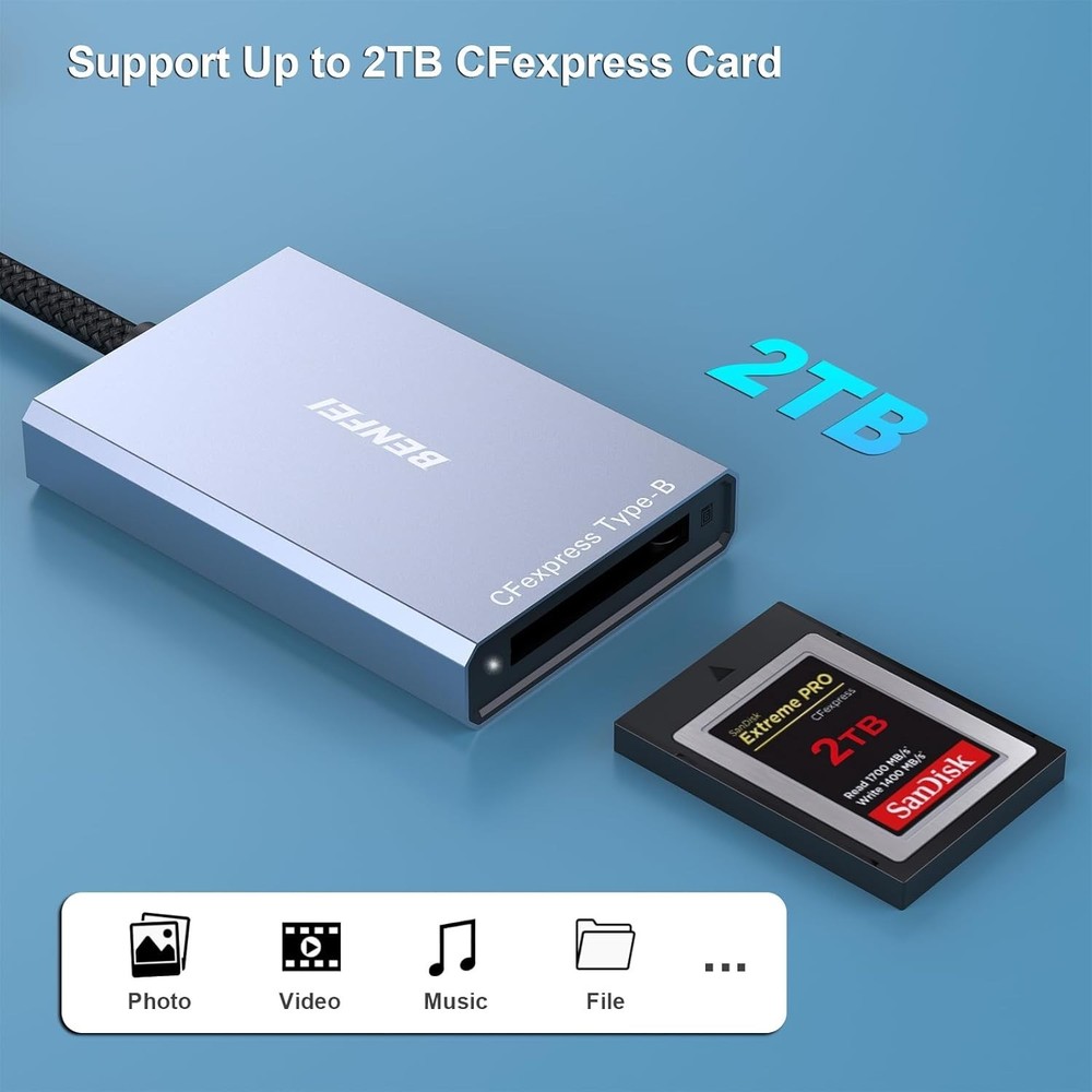 CFexpress Type B Card Reader USB 3.2 Gen 2 10Gbps USB-C/USB-A for Mac Windows...
