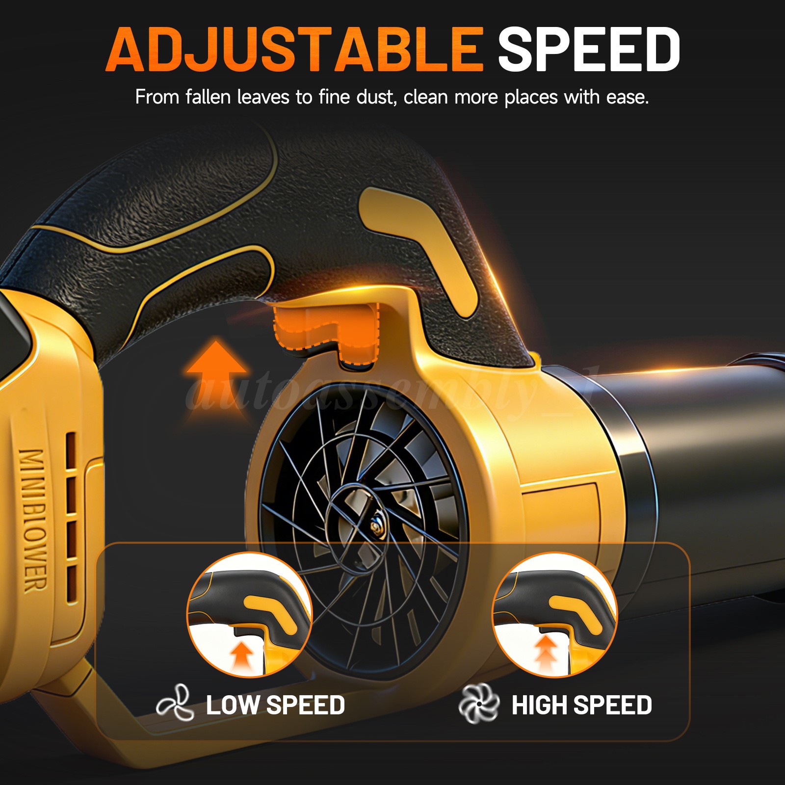 Cordless Leaf Blower 680CFM/280MPH & 2 Speed Levels Electric w/3 Batteries 6.0Ah