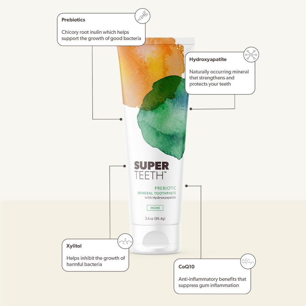 SuperTeeth Hydroxyapatite, Fluoride-Free Toothpaste with Prebiotics & Xylitol...