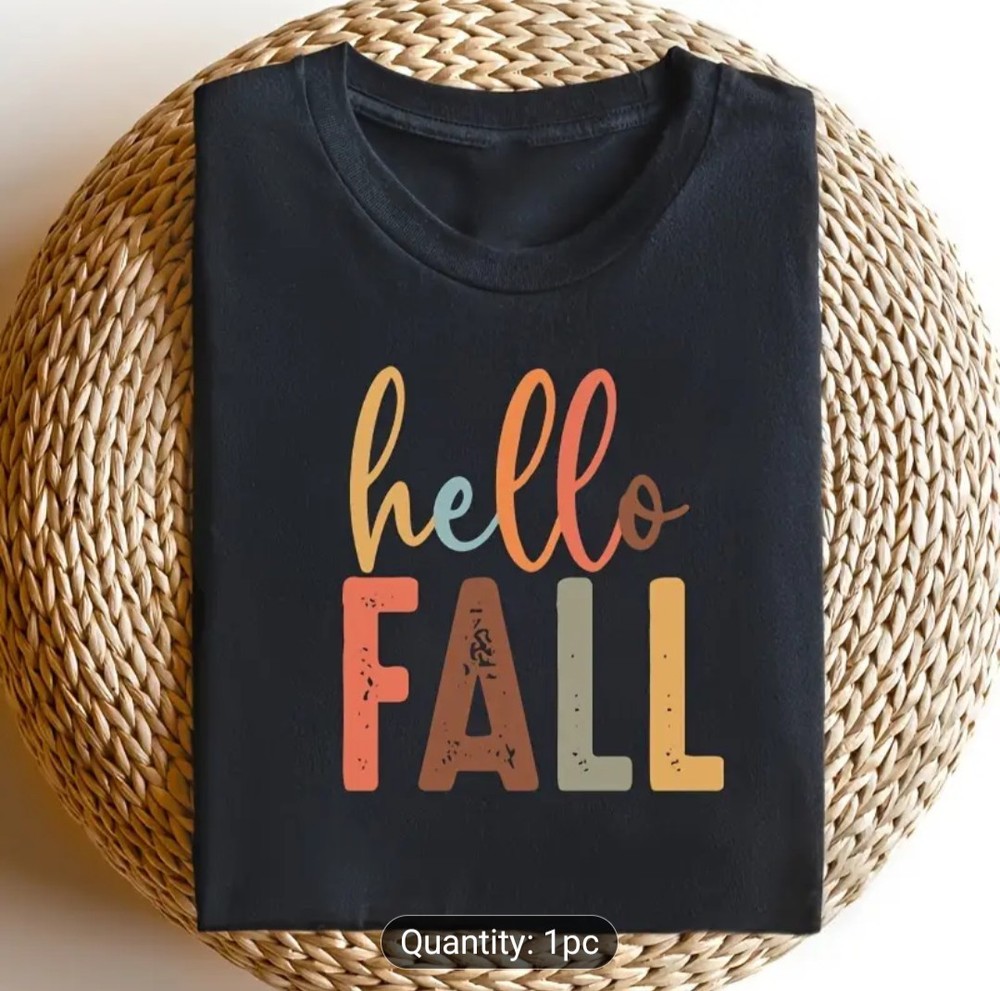 1pc "Artistic Expression" Hello Fall Heat Transfer Vinyl Decal, Mixed Color