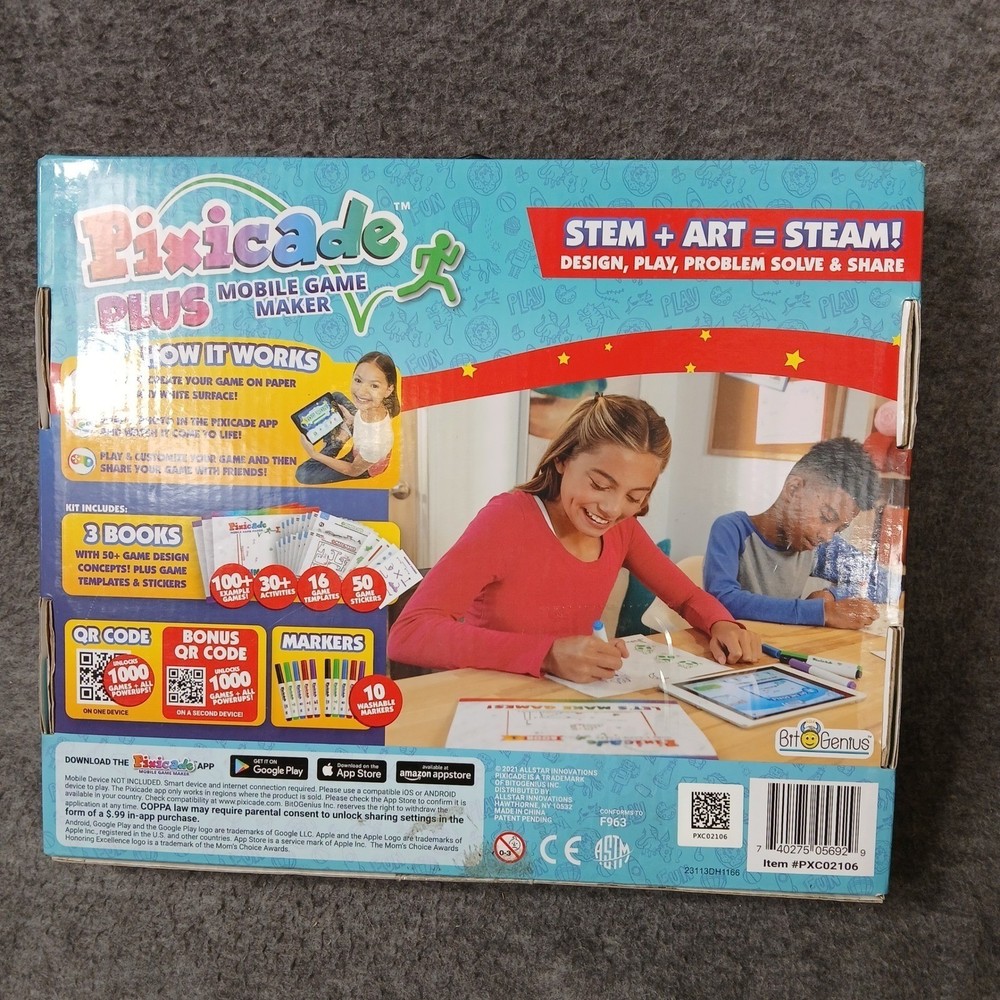Pixicade Plus Mobile Game Maker STEM Art Kit BitOGenius PXC02106 Create 2000