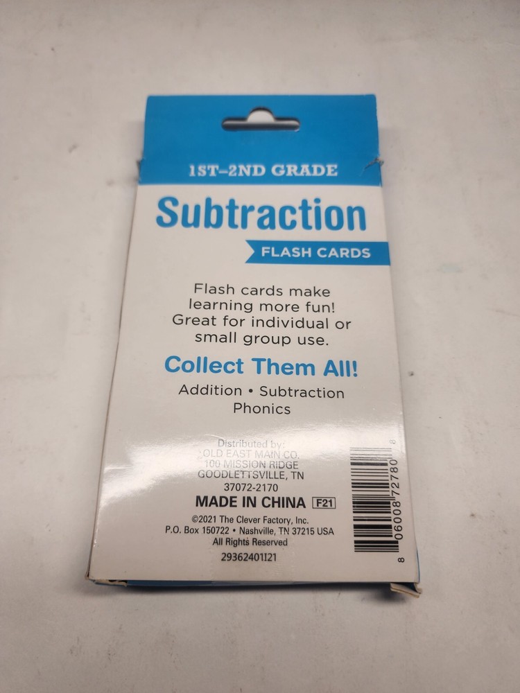 Subtraction Flash Cards 1-2 Grade