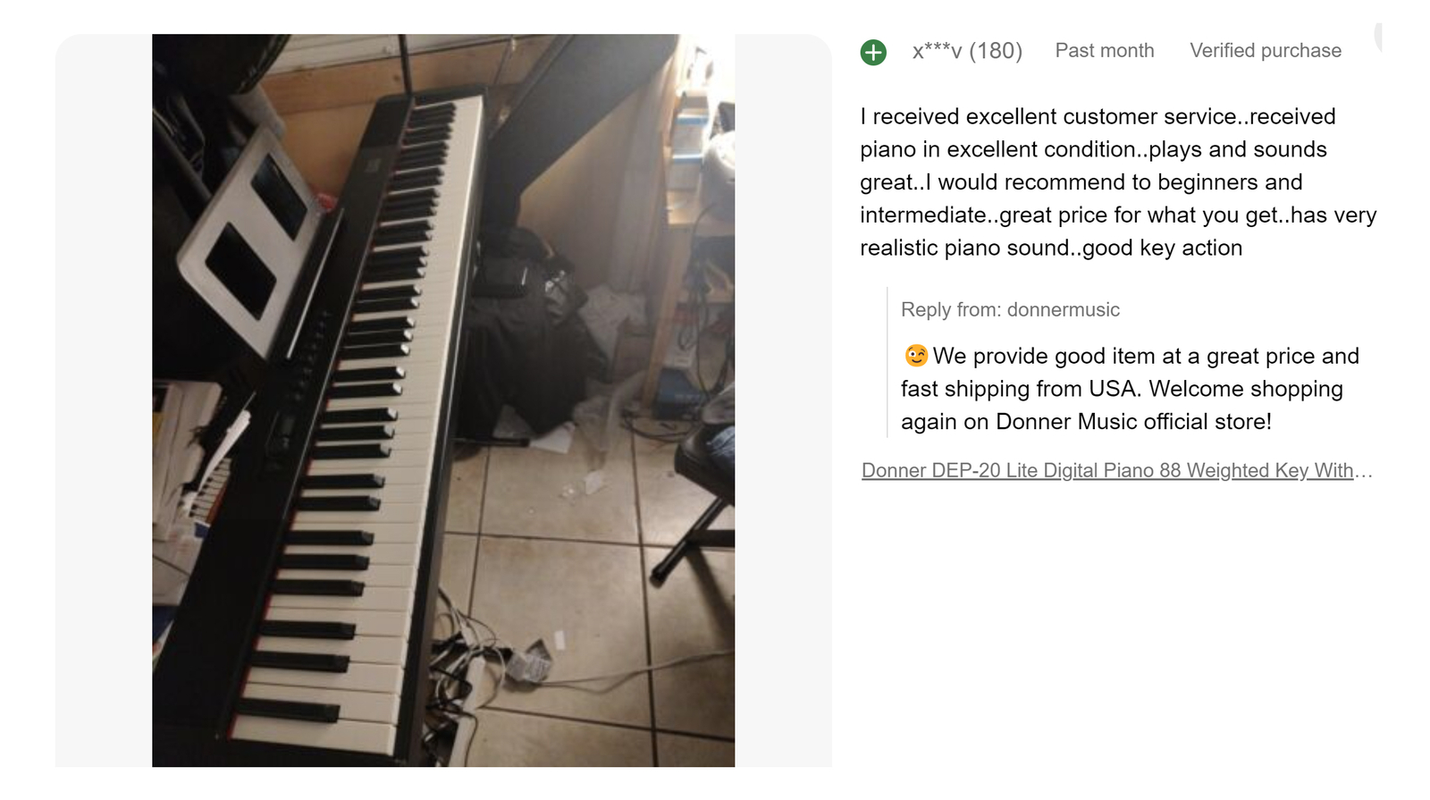 Donner DEP-20 Lite Digital Piano Keyboard with Stand and Pedal