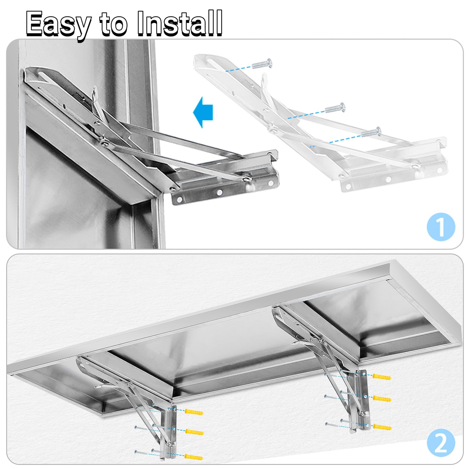 Folding Concession Shelf 36 x 12 Stainless Steel Drop Down Folding Serving