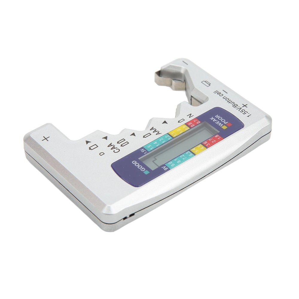 Battery Capacity Gauge Tester D C N AAA AA 9V 1.5V Button Cell Analyzer(Silver )