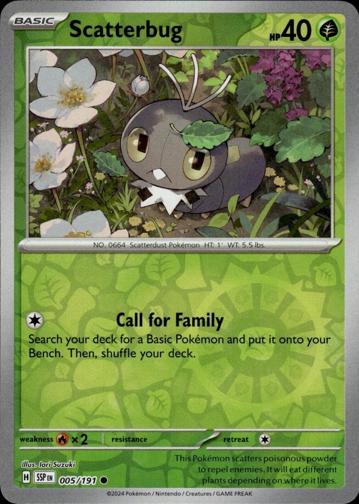 Pokemon - Scatterbug 005/191 - Reverse Holo - Surging Sparks - NM/M
