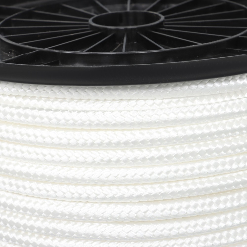 3/8 Inch Nylon Rope 500 Foot Spool 100% Nylon Solid Braid Rope Dyeable White