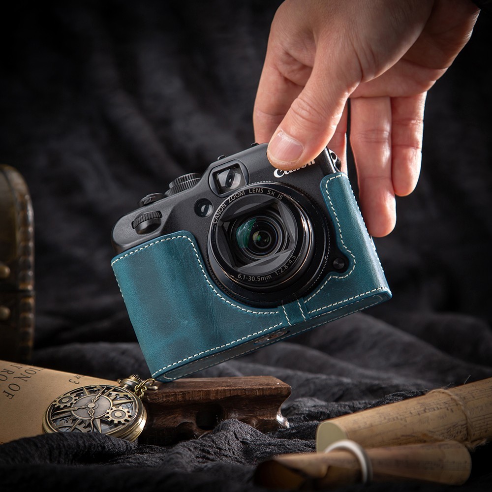 Camera Collocation Real Leather Half Camera Case Bag Cover For Canon G12