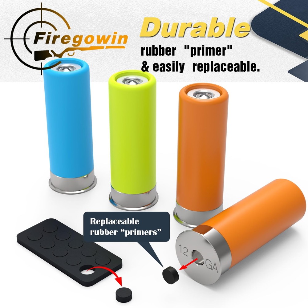 FIREGOWIN Pro 12GA Dummy Rounds – Training Snap Caps, Reusable Dry Orange