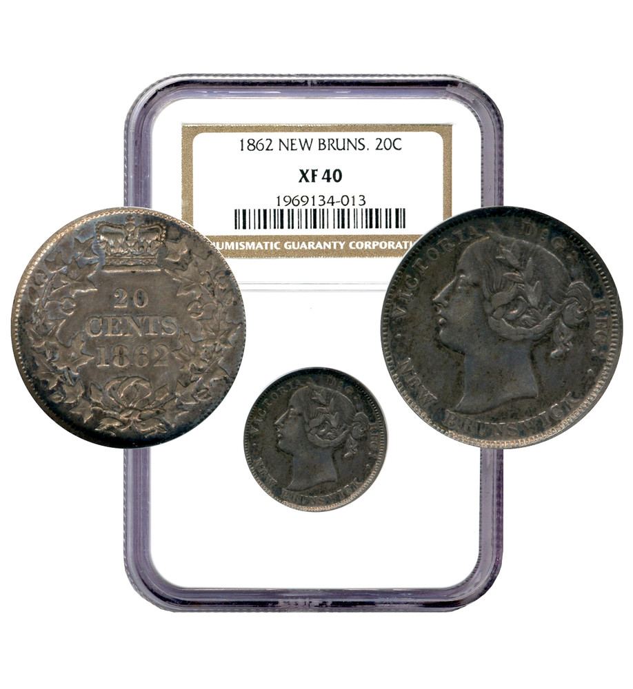 1862 New Brunswick 20 Cents - Extremely Fine, NGC EF40