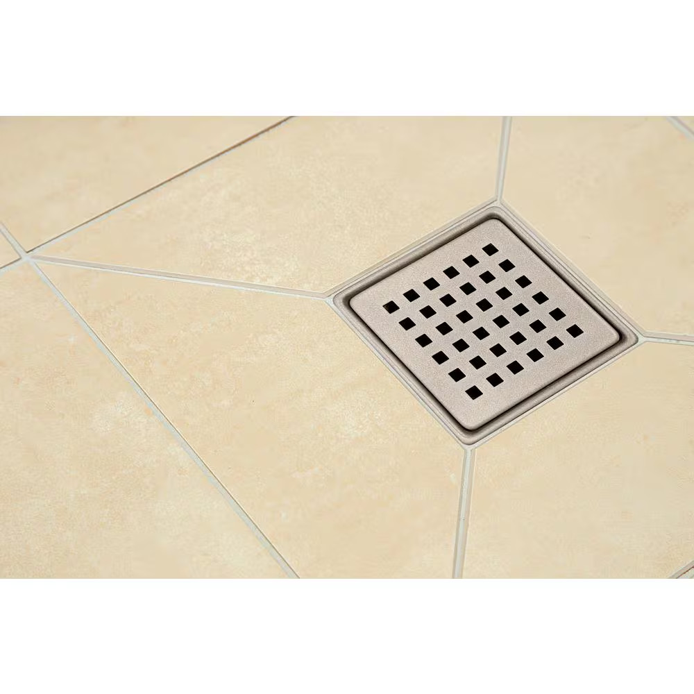 Everbilt Watershield Shower System 4 in. Brushed Nickel Square Grid Drain Grate