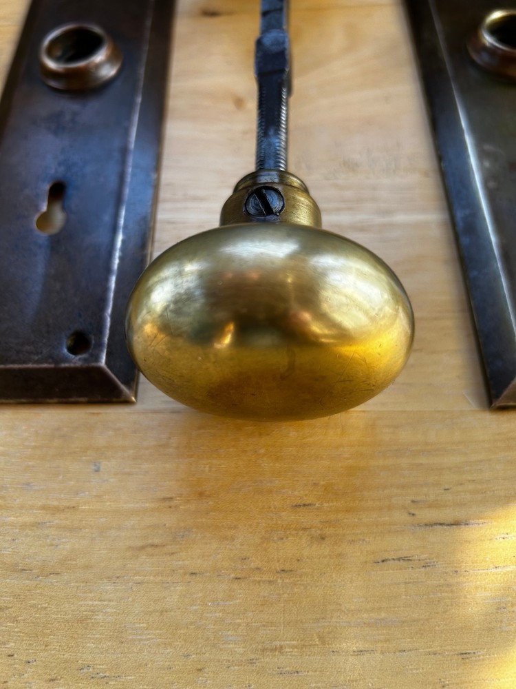 Brass Faced Russwin Mortice Door Lock, Knobs & Backplates, Free S/H