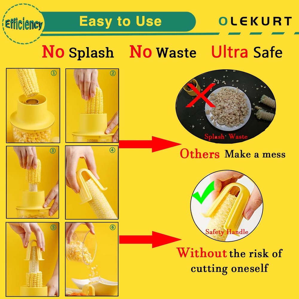 Corn Cob Stripper Tool, Corn Peeler for Corn on the Cob (Yellow)