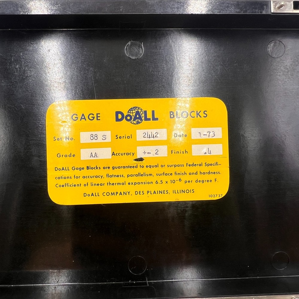 DoAll SQUARE Gage Block Set No. 88-S Grade AA *INCOMPLETE*