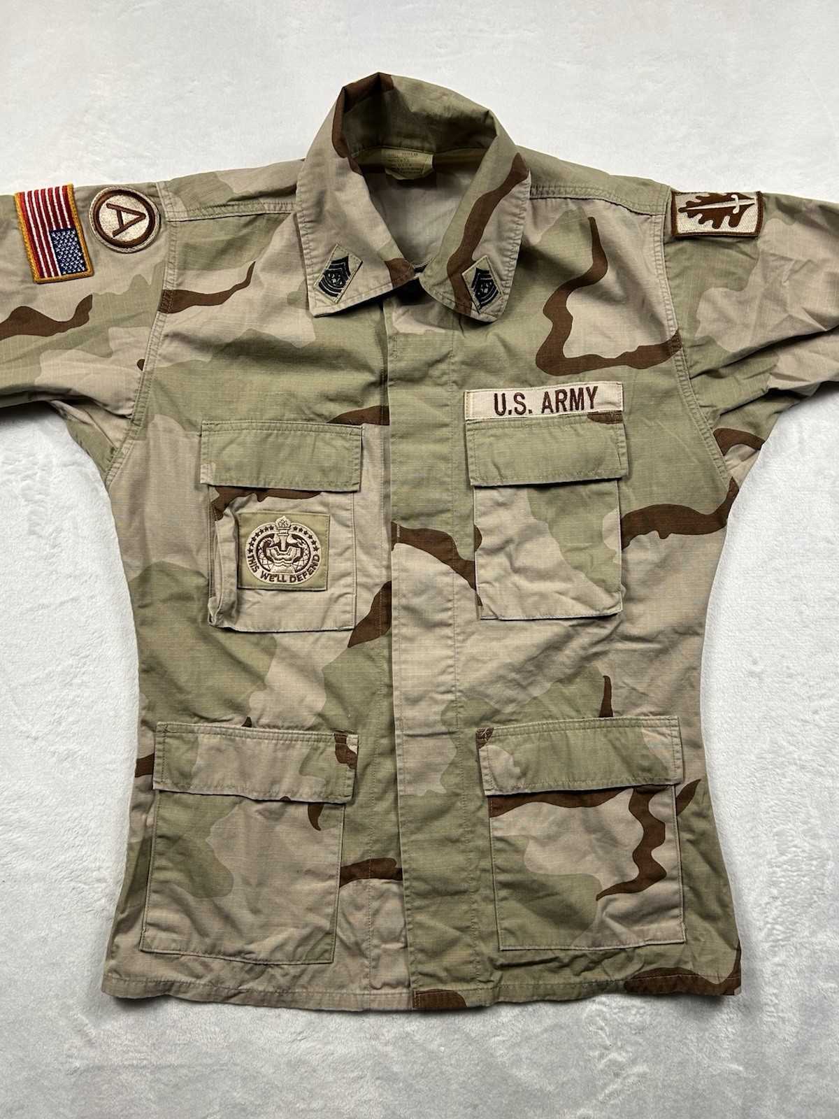 US Army Coat Desert Camouflage Pattern Combat Patches Small Regular Vintage 1999